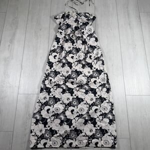 Georgia Alice Women's 8 Black White Maxi Dress Floral Halter